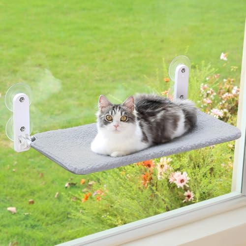 Zakkart Easy Fold Katzenfensterplatz-kabellos, aufklappbar, mit Reißverschluss und waschbarer Bezug, Stabiler Metallrahmen-Katzenhängematte für Fenster für große Katzen und Kätzchen (grau, mittlere) Zakkart Easy Fold Katzenfensterplatz-kabellos, aufklappbar, mit Reißverschluss und waschbarer Bezug, Stabiler Metallrahmen-Katzenhängematte für Fenster für große Katzen und Kätzchen (grau, mittlere) von Zakkart