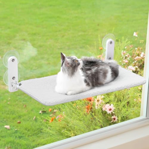 Zakkart Easy Fold Katzenfensterplatz-kabellos, aufklappbar, mit Reißverschluss und waschbarer Bezug, stabiler Metallrahmen-Katzenhängematte für Fenster für große Katzen und Kätzchen (weißer, mittlere) Zakkart Easy Fold Katzenfensterplatz-kabellos, aufklappbar, mit Reißverschluss und waschbarer Bezug, stabiler Metallrahmen-Katzenhängematte für Fenster für große Katzen und Kätzchen (weißer, mittlere) von Zakkart