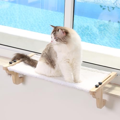 Zakkart Einfacher Katzen-Fensterplatz für die Fensterbank-Hängematten-Design mit Kiefernholz und robustem Metallrahmen-Fenstersitz für große Katzen und Kätzchen(Naturholzfarbe mit weißem Bett, L) Zakkart Einfacher Katzen-Fensterplatz für die Fensterbank-Hängematten-Design mit Kiefernholz und robustem Metallrahmen-Fenstersitz für große Katzen und Kätzchen(Naturholzfarbe mit weißem Bett, L) von Zakkart