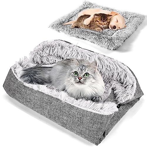 Zaleonline Katzenbett, Waschbar, Katzenmatte, Weiches Katzenkissen, 2-in-1, Katzenbett, Katzenmatte, Gemütlicher Katzenkorb Für Katzen Und Kleine Hunde, 60 cm x 50 cm, Grau Zaleonline Katzenbett, Waschbar, Katzenmatte, Weiches Katzenkissen, 2-in-1, Katzenbett, Katzenmatte, Gemütlicher Katzenkorb Für Katzen Und Kleine Hunde, 60 cm x 50 cm, Grau von Zaleonline