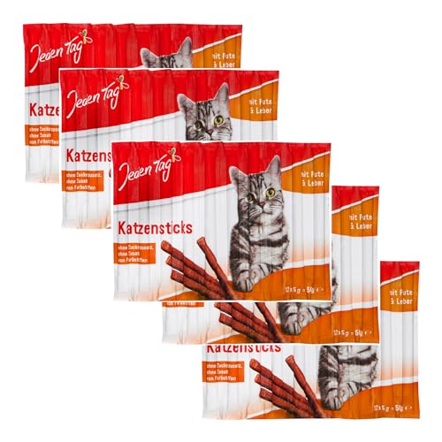Jeden Tag Katzensticks & Kaustangen mit Pute & Leber 10 x 5g | Ergänzungsfuttermittel ohne Zuckerzusatz & Farbstoffe (5, Pute & Leber) von Zama4Zingo