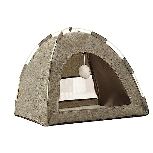 Faltbares Katzenzelt – Hundehütte, Hunde-Tipi-Zelt mit Katzenball und doppelseitigem Innenkissen | Katzenzelte für draußen, atmungsaktiver, waschbarer Welpenzwinger von Zankie