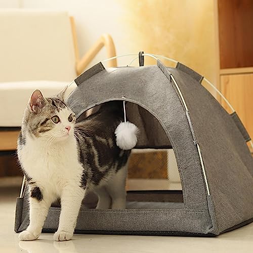 Faltbares Katzenzelt – Hundehütte, Hunde-Tipi-Zelt mit Katzenball und doppelseitigem Innenkissen | Katzenzelte für draußen, atmungsaktiver, waschbarer Welpenzwinger von Zankie