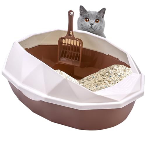 Halbgeschlossene Katzentoilette – abnehmbare Katzentoilette mit Rand | Anti-Verschüttungs-Kätzchen-Haustier-Toilette aus Kunststoff, Toilettenschüssel | Katzentoilette, Töpfchen von Zankie