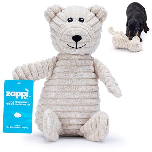 Zappi Co Bären-Plüsch Hundespielzeug mit Quietscher – Robust und gerippt, perfekt für interaktiven Spielspaß Kleiner/mittelgroßer Hunde. von Zappi Co