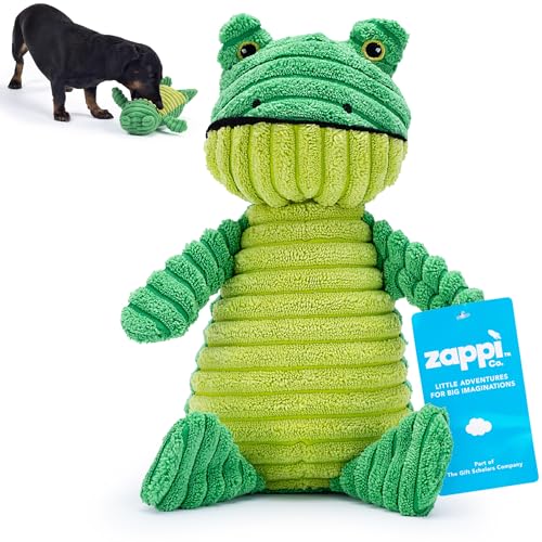 Zappi Co Grüner Frosch Plüsch mit Quietscher – Weich, gerippt, interaktives Spielzeug für kleine/mittelgroße Hunde. von Zappi Co