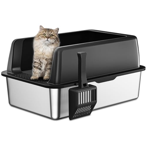 Zarler Edelstahl Katzenklo mit Deckel, 61 L x 40,5 W x 30,5 H cm XXL Katzenklo Edelstahl, Katzentoilette aus für große Katzen mit hohem Rand, Metal cat Litter Box, Schwarz, Nicht klebrig Zarler Edelstahl Katzenklo mit Deckel, 61 L x 40,5 W x 30,5 H cm XXL Katzenklo Edelstahl, Katzentoilette aus für große Katzen mit hohem Rand, Metal cat Litter Box, Schwarz, Nicht klebrig von Zarler