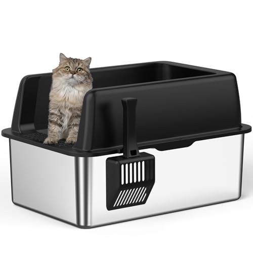 Zarler Edelstahl Katzentoilette mit Deckel, 20,3 cm tief, extra groß, Schwarz, für große Katzen und mehrere Katzen, antihaftbeschichtet, leicht zu reinigen Zarler Edelstahl Katzentoilette mit Deckel, 20,3 cm tief, extra groß, Schwarz, für große Katzen und mehrere Katzen, antihaftbeschichtet, leicht zu reinigen von Zarler