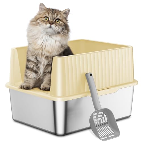 Zarler Katzentoilette aus Edelstahl für Kätzchen, kleine Katzentoilette 43,2 cm L x 33 cm B x 30 cm H, Metall Kitty Katzentoilette mit hohen Seiten, Gelb (antihaftbeschichtet, leicht zu reinigen, Zarler Katzentoilette aus Edelstahl für Kätzchen, kleine Katzentoilette 43,2 cm L x 33 cm B x 30 cm H, Metall Kitty Katzentoilette mit hohen Seiten, Gelb (antihaftbeschichtet, leicht zu reinigen, von Zarler