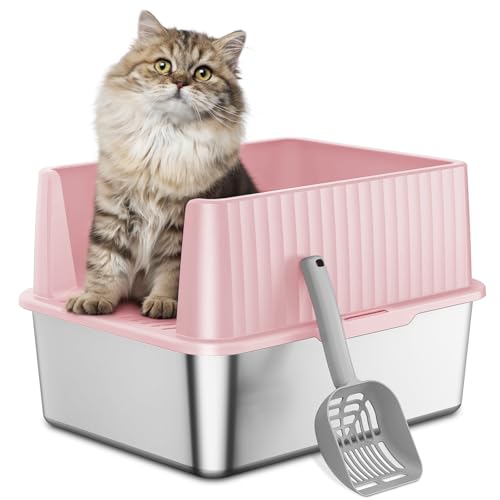 Zarler Katzentoilette aus Edelstahl für Kätzchen, kleine Katzentoilette 43,2 cm L x 33 cm B x 30 cm H, Metall Kitty Katzentoilette mit hohen Seiten, Rosa (antihaftbeschichtet, leicht zu reinigen, Zarler Katzentoilette aus Edelstahl für Kätzchen, kleine Katzentoilette 43,2 cm L x 33 cm B x 30 cm H, Metall Kitty Katzentoilette mit hohen Seiten, Rosa (antihaftbeschichtet, leicht zu reinigen, von Zarler