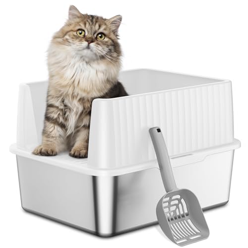 Zarler Katzentoilette aus Edelstahl für Kätzchen, kleine Katzentoilette 43,2 cm L x 33 cm B x 30 cm H, Metall Kitty Katzentoilette mit hohen Seiten, Weiß (antihaftbeschichtet, leicht zu reinigen, Zarler Katzentoilette aus Edelstahl für Kätzchen, kleine Katzentoilette 43,2 cm L x 33 cm B x 30 cm H, Metall Kitty Katzentoilette mit hohen Seiten, Weiß (antihaftbeschichtet, leicht zu reinigen, von Zarler