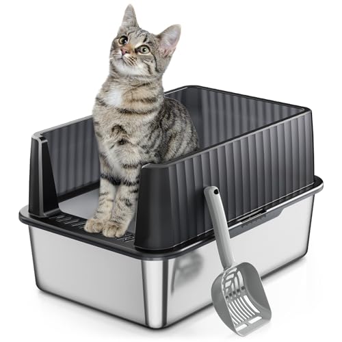 Zarler Katzentoilette aus Edelstahl für Kätzchen, kleine Katzentoilette 43,2 cm L x 33 cm B x 30 cm H, Metall Kitty Katzentoiletten mit hohen Seiten, schwarz (antihaftbeschichtet, leicht zu reinigen Zarler Katzentoilette aus Edelstahl für Kätzchen, kleine Katzentoilette 43,2 cm L x 33 cm B x 30 cm H, Metall Kitty Katzentoiletten mit hohen Seiten, schwarz (antihaftbeschichtet, leicht zu reinigen von Zarler