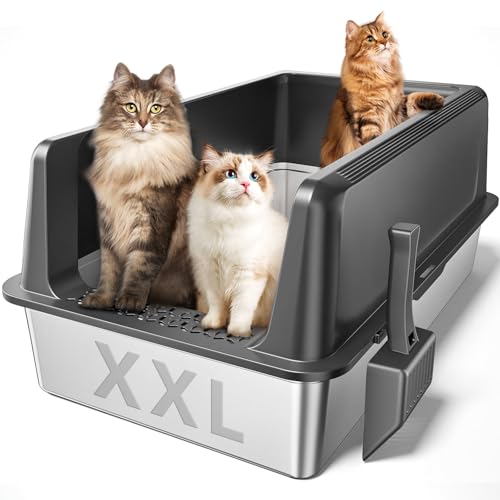 Zarler XXL Katzentoilette aus Edelstahl, extra große Katzentoiletten 70,6 cm L x 50,8 cm B x 32,8 cm H, Metalltoilette mit Deckel für mehrere Katzen, hochseitig, antihaftbeschichtet, Anti-Urin-Leckage Zarler XXL Katzentoilette aus Edelstahl, extra große Katzentoiletten 70,6 cm L x 50,8 cm B x 32,8 cm H, Metalltoilette mit Deckel für mehrere Katzen, hochseitig, antihaftbeschichtet, Anti-Urin-Leckage von Zarler