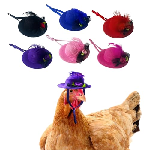 Zaruatu Hühnerhelm, bunt, Sicherheitshüte, verstellbar, elastisch, Cosplay-Kostüme für kleine Haustiere, Huhn, Vogel, Geschenk, Spielzeug, 6 Stück von Zaruatu