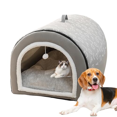 Zasdvn Überdachtes Hundebett,Abnehmbares 2-in-1-Katzenbett und -Haus mit Kugelanhänger | Überdachtes Katzennest, waschbarer und bequemer Katzenversteck, gemütliches Hundebett mit Abdeckhöhle für Zasdvn Überdachtes Hundebett,Abnehmbares 2-in-1-Katzenbett und -Haus mit Kugelanhänger | Überdachtes Katzennest, waschbarer und bequemer Katzenversteck, gemütliches Hundebett mit Abdeckhöhle für von Zasdvn