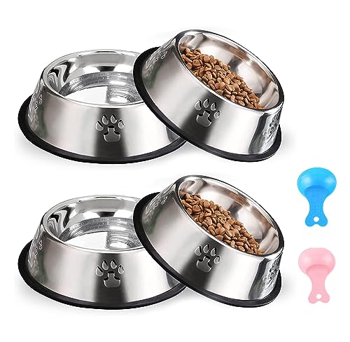 Katzennäpfe Katzenschüssel Set, 4 Stück rutschfeste Katzennapf aus Edelstahl, Fressnapf Katze Wasserschale, rutschfeste Wasser Fütterung Schüssel für Katze Kleine Hunde Tiere Mehrweg Katzennäpfe Katzenschüssel Set, 4 Stück rutschfeste Katzennapf aus Edelstahl, Fressnapf Katze Wasserschale, rutschfeste Wasser Fütterung Schüssel für Katze Kleine Hunde Tiere Mehrweg von Zawaer