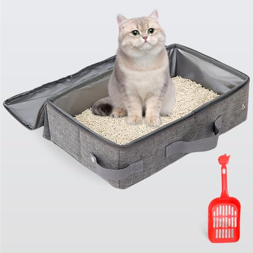 Tragbare, Zusammenklappbare Katzentoilette mit Deckel, wasserdichte Katzenklo mit Sieb Und Reißverschluss, Cat Litter Box für Unterwegs, Leicht, Einfach zu Reinigen, Zusammenklappbar, Auslaufsicher Tragbare, Zusammenklappbare Katzentoilette mit Deckel, wasserdichte Katzenklo mit Sieb Und Reißverschluss, Cat Litter Box für Unterwegs, Leicht, Einfach zu Reinigen, Zusammenklappbar, Auslaufsicher von Zaxiva