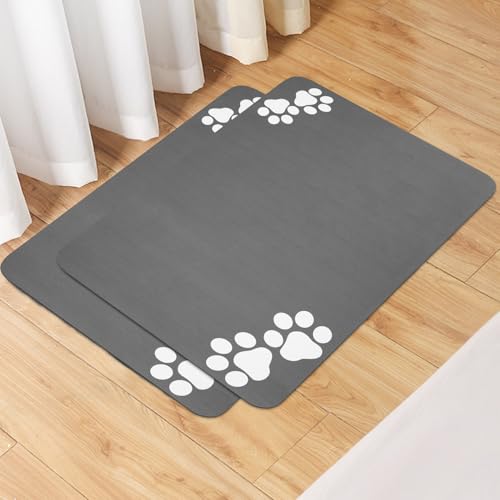 Zaxiva Hundenapf Unterlage Saugfähige, Schnelltrocknende Silikon Unterlage, Futternapf Unterlage Wassermatte für Futter- und Wasserspender, 60x40cm Napfunterlage mit Weißem Pfotenmuster Zaxiva Hundenapf Unterlage Saugfähige, Schnelltrocknende Silikon Unterlage, Futternapf Unterlage Wassermatte für Futter- und Wasserspender, 60x40cm Napfunterlage mit Weißem Pfotenmuster von Zaxiva