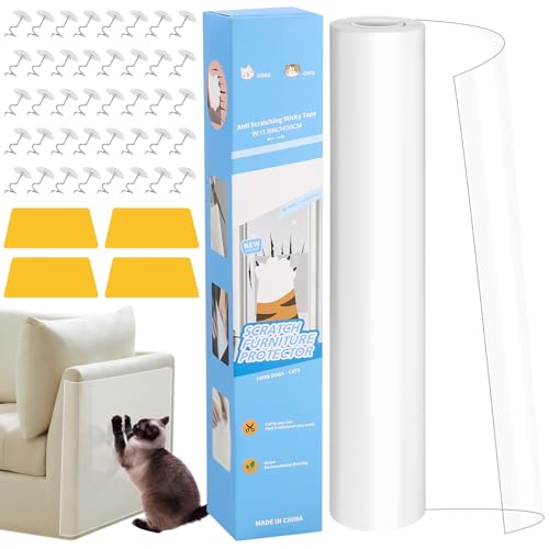 Zaxiva Kratzschutz Sofa Katze, Selbstklebende Kratzfolie 6m x 30cm, Transparent Katzen Kratzschutz für Möbel, Couch, Tür & Wand, Anti Kratz Folie für Katzen, Effektiver Sofaschutz gegen Kratzer Zaxiva Kratzschutz Sofa Katze, Selbstklebende Kratzfolie 6m x 30cm, Transparent Katzen Kratzschutz für Möbel, Couch, Tür & Wand, Anti Kratz Folie für Katzen, Effektiver Sofaschutz gegen Kratzer von Zaxiva