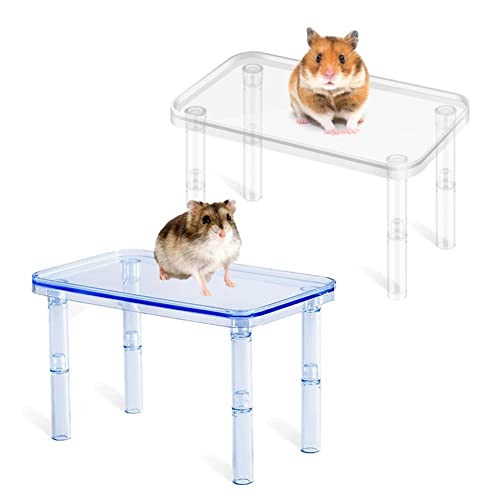 Hamster-Plattform, Kunststoff-Kleintierständer, höhenverstellbar, transparenter Hamsterkäfig, Spielzeugzubehör für Meerschweinchen, Rennmäuse, Chinchilla, 2 Stück von Zayejod