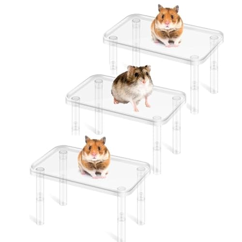 Hamsterplattform, Kunststoff, Kleintier-Ständer, höhenverstellbar, transparent, für Meerschweinchen, Rennmäuse, Chinchilla, 3 Stück Hamsterplattform, Kunststoff, Kleintier-Ständer, höhenverstellbar, transparent, für Meerschweinchen, Rennmäuse, Chinchilla, 3 Stück von Zayejod