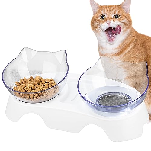 Erhöhte Futternäpfe für Katzen - Niedlicher Futternapf in Katzenfor, transparenter Katzenfutterspender in Lebensmittelqualität | Katzennapf, Heimtierbedarf, sicher für Tierhandlungen, Zceplem von Zceplem