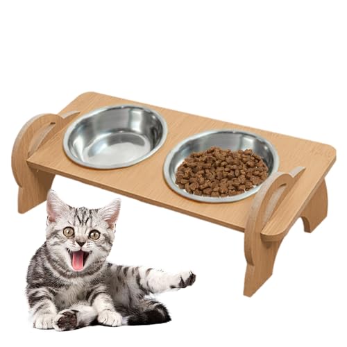 Katzenfutternäpfe erhöht - Auslaufsicherer, hoher Doppelnapfständer für Katzen - Cat Dishes Futterständer für Katzen und Hunde, Futter- und Tränkezubehör Zceplem von Zceplem