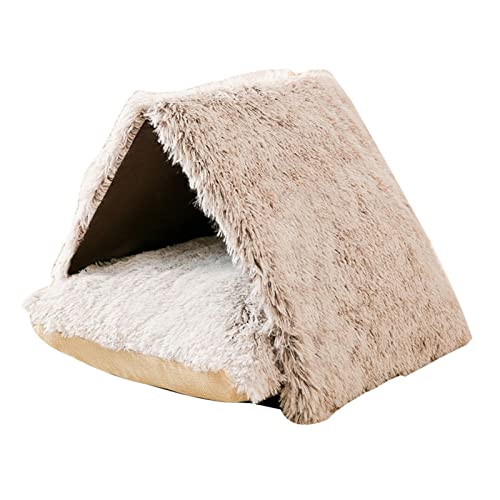 Zceplem Gemütliches Haustierbett Warmes Höhlennest-Schlafbett 2 Größen Katzenzelthaus für drinnen im Freien, weich geschlossenes überdachtes Zelt für kleine Haustiere mit waschbarem abnehmbarem von Zceplem