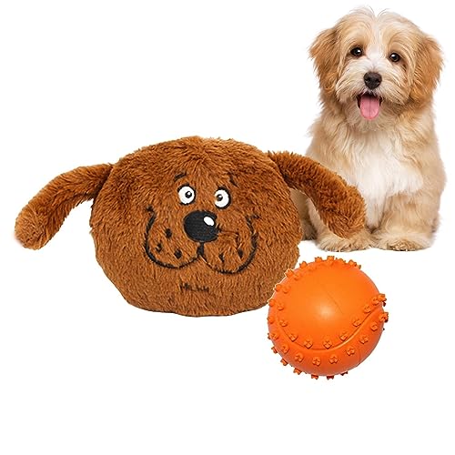 Zceplem Interaktiver Hundeball, Gummi 2 in 1 Biest Shaped Dog Chew Toy, Pet Sound Toys for Puppy Small Medium Dogs, Sound Dog Ball, Plush Dog Toy, Dog Teething Toys von Zceplem