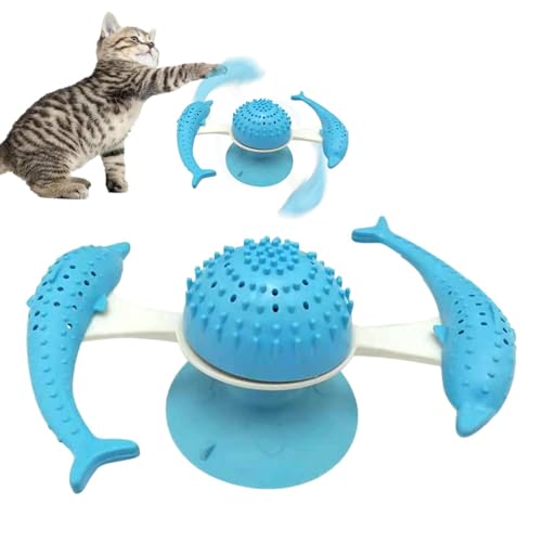 Zceplem Interaktives Windmühlen-Katzenspielzeug,Niedliches multifunktionales interaktives Spielzeug mit Saugnapf - Lustige Kautabletten für Haustiere für Zuhause, Tierbesitzer, Wohnzimmer von Zceplem