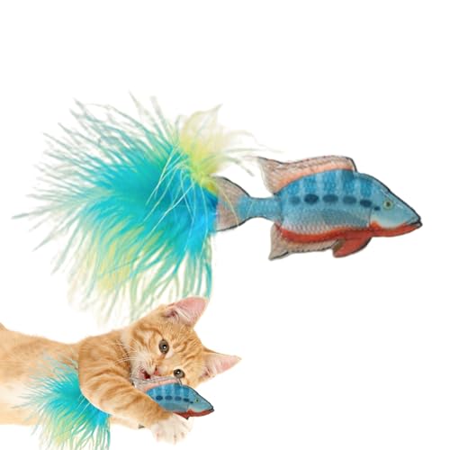 Zceplem Katzenfeder-Spielzeug, kreatives Tiefseefisch, buntes Federspielzeug für Katzen, interaktives Selbstunterhaltungs-Haustierzubehör für Indoor-Katzen und Kätzchen von Zceplem