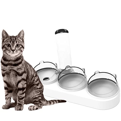Zceplem Katzenfutternapf-Set,3-in-1-Katzenfutter- und Wassernapf-Set - Katzengeschirr mit automatischer Wasserflasche, Futternapf für Katzen, Welpen, kleine, mittelgroße Haustiere von Zceplem