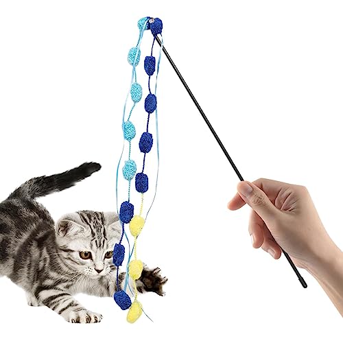 Zceplem Katzenspielzeugstab | buntes Katzenangelrutenspielzeug mit Glocke, Katzenangel für gelangweilte Katzen im Innenbereich, Jagd und Bewegung, Katzenspielzeug für Indoor-Katzen von Zceplem