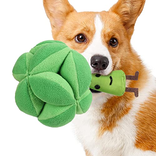 Zceplem Plüsch quietschendes Hundespielzeug | Broccoli Pet IQ Leckerlis spendendes Hundespielzeug für Hunde zum Schnüffeln, Lecken, Kauen - Treat Dispensing Dog Snuffle Leckspielzeug für Welpen von Zceplem
