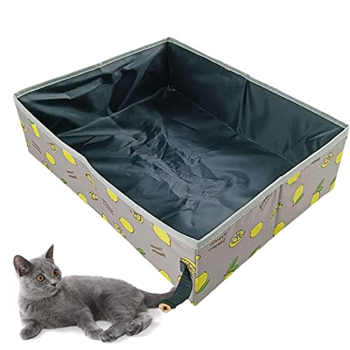 Zceplem Tragbare Katzentoilette | Katzenklo mit Rahmen - Robuste Katzentoilette für mittelgroße Katzen und Kätzchen, tragbar, einfach zu bedienen und aufzubewahren von Zceplem
