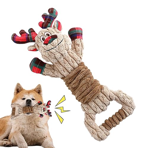 Zceplem Weihnachtsspielzeug für Hunde,Quietschendes Hundespielzeug - Stoff-Haustierprodukte, Armband in Elchform, Interaktion, elastische Dehnbarkeit, lustig und langlebig, ideal für die Spielzeit von Zceplem