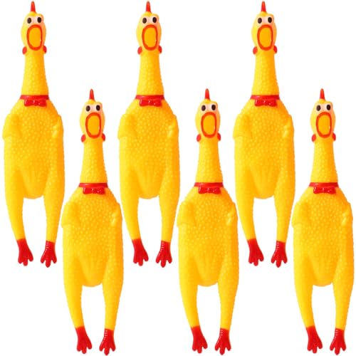 Zddaoole Hundespielzeug mit schreiendem Huhn, aus Gummi, 30,5 cm, quietschendes Huhn, Streich, Spielzeug für Kinder oder Erwachsene, 6 Stück von Zddaoole
