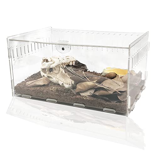 Magnetischer Acryl-Reptilienkäfig, für Reptilien, Zuchtbox, Terrarium, geeignet für Eidechsen, Taranteln, Chamäleons, Einsiedlerkrebse, Schlangen, Insekten, Schildkröte (30 x 20 x 15 cm) von ZeHee