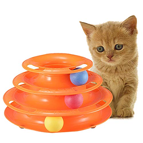 Zeagro Tower of Tracks - Katzen Spielzeug Kreisel mit Ball - Dreistöckige Interaktive Drehscheibe von Zeagro