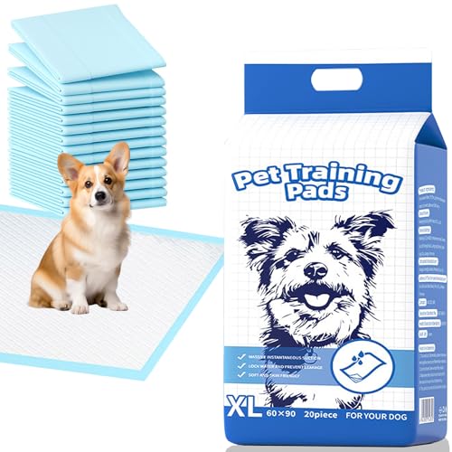 Hunde-Urinierunterlagen, 61 x 91,4 cm, Einweg-Pads, extra große Urinierunterlagen für Hunde, XL, verdickt, super saugfähig, für Welpen, Katzen, Kaninchen, Hamster und andere Haustiere, 20 Stück von Zeckzoin