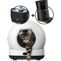 Zedar Selbstreinigende Katzentoilette - Trinkbrunnen für Katze Kabellos - futterautomat für katzen - K1200 PRO + A600 + WF600 von Zedar
