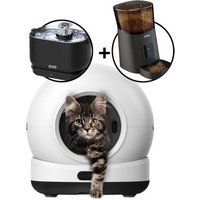 Zedar Selbstreinigende Katzentoilette - Trinkbrunnen für Katze Kabellos - futterautomat mit kamera für katzen - K1200 PRO + A900 + WF600 von Zedar