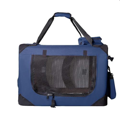 Zedelmaier Faltbare Hundebox Transportbox Hundekäfig Kleintiertasche (L - 51x70x50cm, Dunkelblau) von Zedelmaier