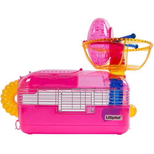 Zedelmaier Hamster Laufrad Spielzeug Transportbox für Hamster Nager Mäuse mit Rohrsystem, Trinkflasche (Modell 1 - Pink) von Zedelmaier