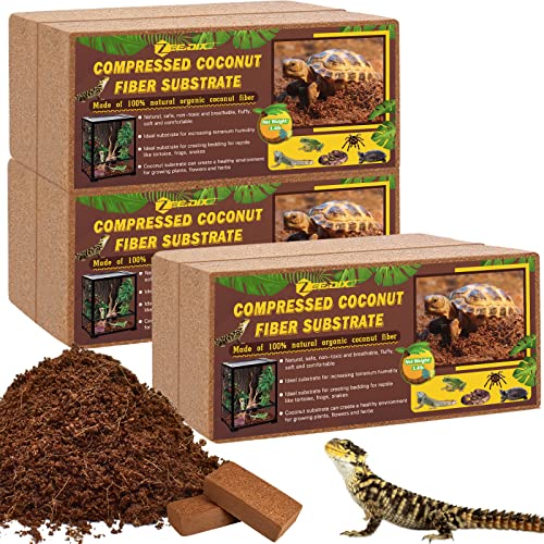 ZeeDix 6 Stück Komprimiertes Kokosfaser-Substrat, Kokosfaser-Ziegel-Substrat für Bartagamen, Schildkröten, Schlangen – Terrarienstreu für Reptilien ZeeDix 6 Stück Komprimiertes Kokosfaser-Substrat, Kokosfaser-Ziegel-Substrat für Bartagamen, Schildkröten, Schlangen – Terrarienstreu für Reptilien von ZeeDix