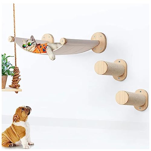 Zeetan 3Er-Pack Katzenwandmöbel, Katzenwandregal-Set, Vollgummi-Holz-Katzenregal Zum Schlafen, Klettern, Faulenzen, Inklusive 2 Treppen 1 Hängematte Zeetan 3Er-Pack Katzenwandmöbel, Katzenwandregal-Set, Vollgummi-Holz-Katzenregal Zum Schlafen, Klettern, Faulenzen, Inklusive 2 Treppen 1 Hängematte von Zeetan