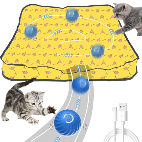 2 In 1 Simuliertes Interaktives Jagdkatzenspielzeug, Hunde Ball, Jagd Katze Matte, Selbstrollender Ball für Hunde, Doppelschicht Matte von ZeiLaBang Kakadi