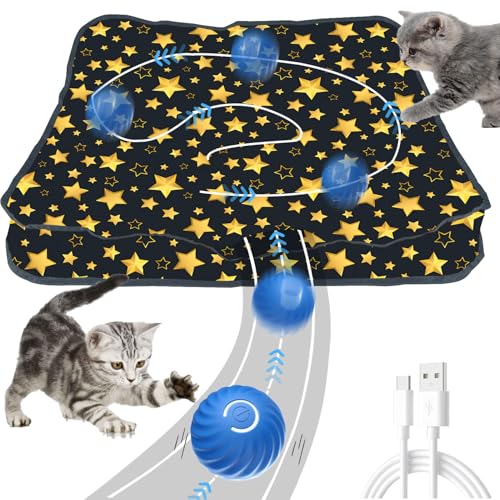 2 In 1 Simuliertes Interaktives Jagdkatzenspielzeug,Interaktives Hunde Ball Spielzeug,Jagd Katze Matte Spielzeug,Selbstrollender Ball für Hunde,Doppelschicht Jagd Katze Matte Spielzeug von ZeiLaBang Kakadi