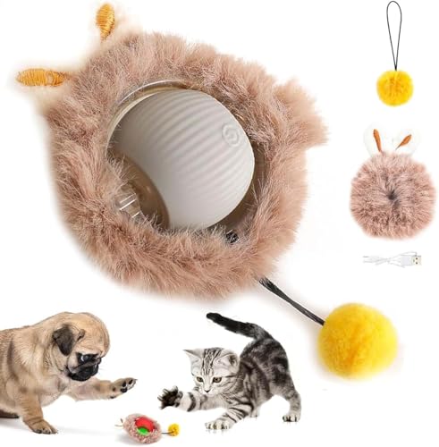 ZeiLaBang Kakadi Katzenspielzeug Elektrisch,Interaktive Katzenspielzeuge,360° Rolling kleine Katzen Puppy Hunde Pet Ball,Interaktiver Ball Katze,Smart Interactive Cat Toy Self Rolling Electric Ball von ZeiLaBang Kakadi