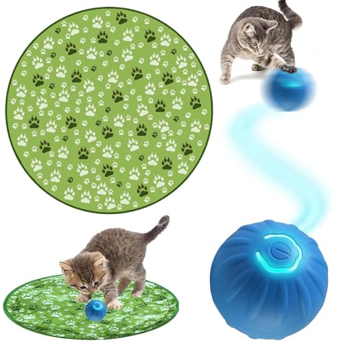 ZeiLaBang Kakadi Interaktives Katzenspielzeug Matte,2 in 1 Simuliertes Interaktives Jagd Katzenspielzeug,mit Katzenspielzeug Ball Elektrisch,Jagd Katze Matte Spielzeug,Katzenspielzeug Elektrisch von ZeiLaBang Kakadi